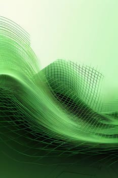 Green Wave of dots and weave lines. Abstract background. Network connection structure