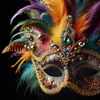 Mask from the Mardi Gras carnival. Generative AI. High quality photo