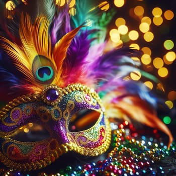 Mask from the Mardi Gras carnival. Generative AI. High quality photo