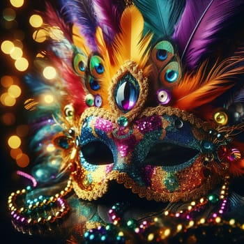 Mask from the Mardi Gras carnival. Generative AI. High quality photo