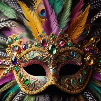 Mask from the Mardi Gras carnival. Generative AI. High quality photo