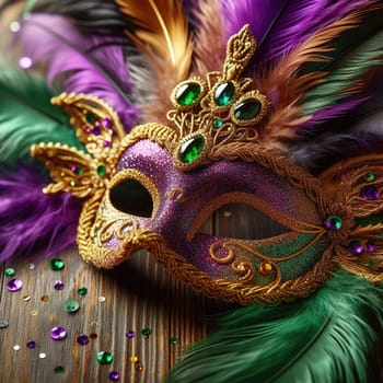 Mask from the Mardi Gras carnival. Generative AI. High quality photo