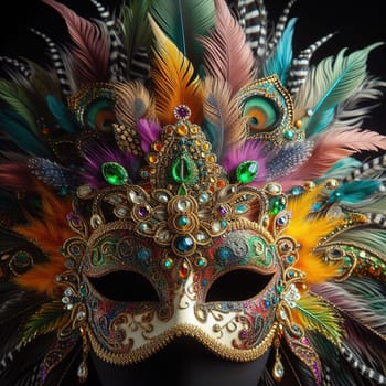 Mask from the Mardi Gras carnival. Generative AI. High quality photo