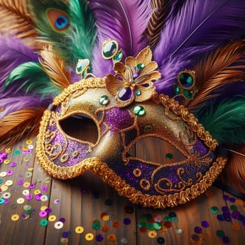 Mask from the Mardi Gras carnival. Generative AI. High quality photo