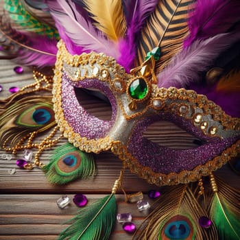 Mask from the Mardi Gras carnival. Generative AI. High quality photo