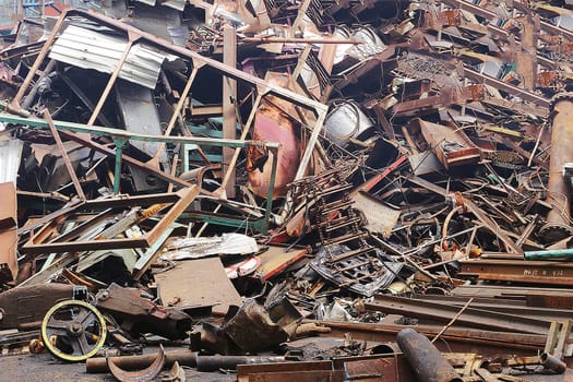 Scrap yard, metal for recycling. Abstract background from scrap metal.