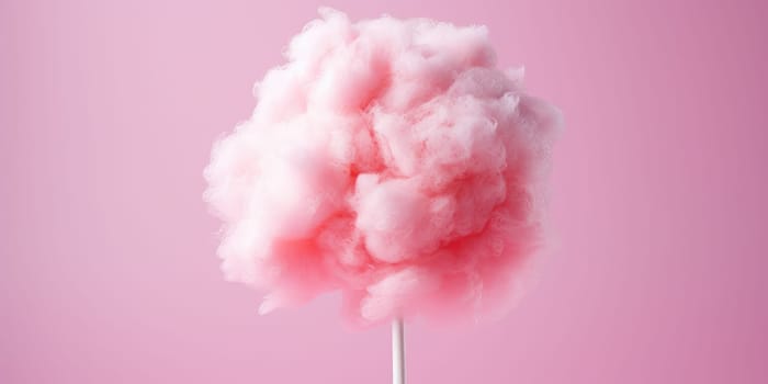 Pink candyfloss on the stick food, candy food concept