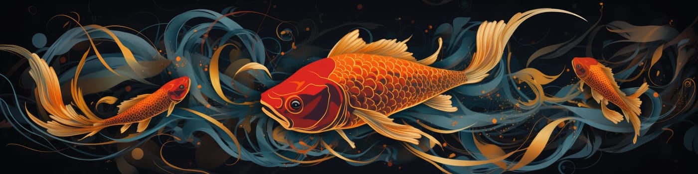 Mysterious a fish illustration as banner