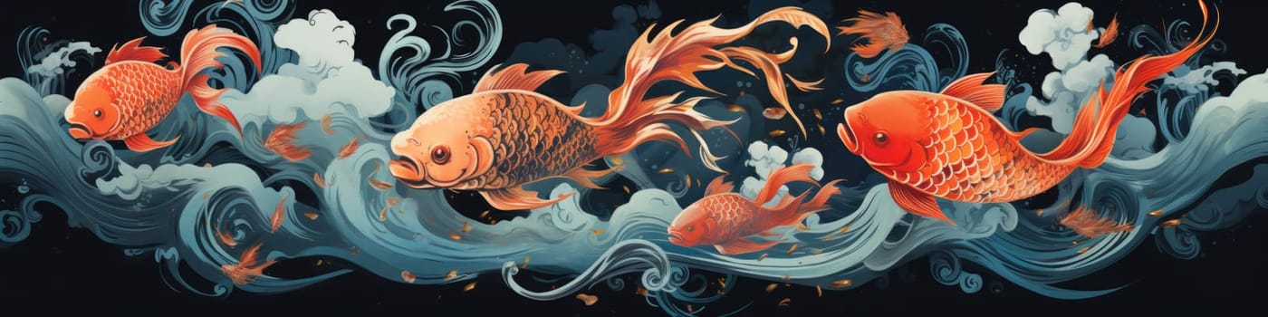 Mysterious a fish illustration as banner