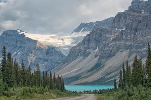 Canada Rocky Mountains Panorama on cloudy sky