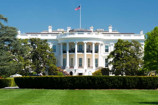 White House on deep blue sky background