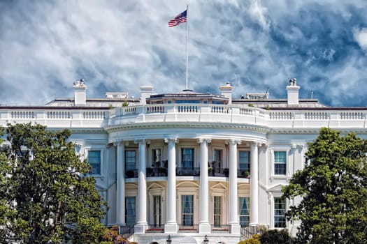 White House on deep blue sky background