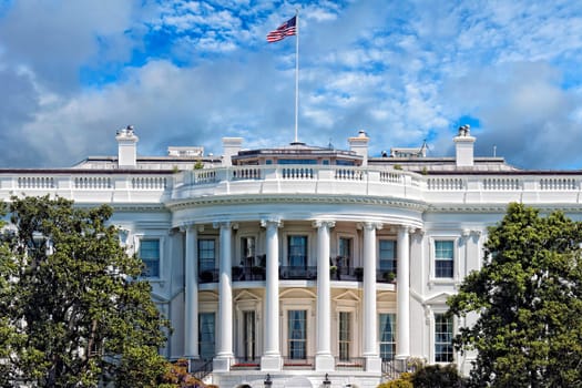 White House on deep blue sky background