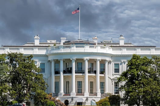 White House on deep blue sky background