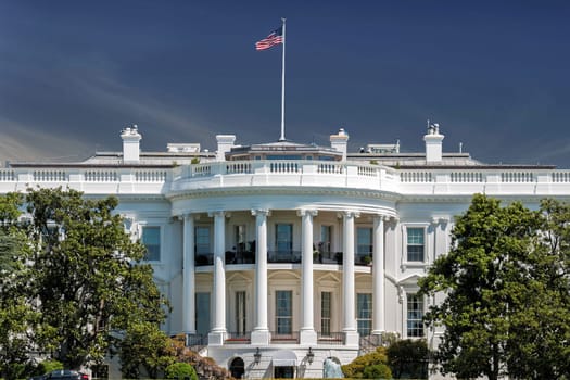 White House on deep blue sky background