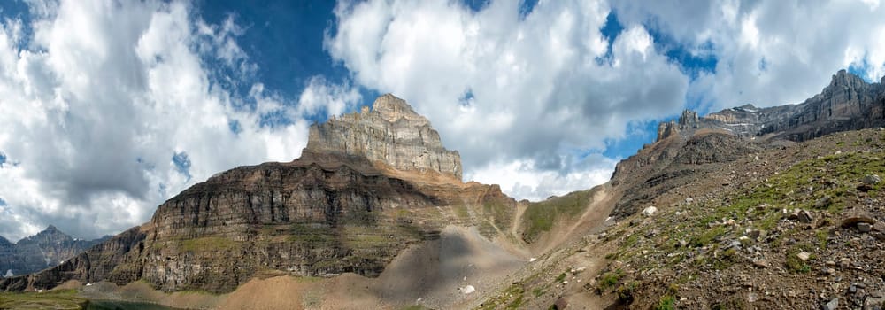 Yoho park glacier view on cloudy sky background