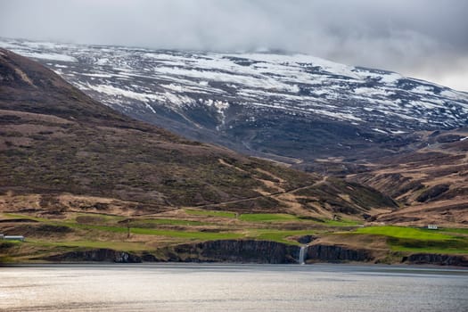 Akureyri Iceland coastal view in spring time