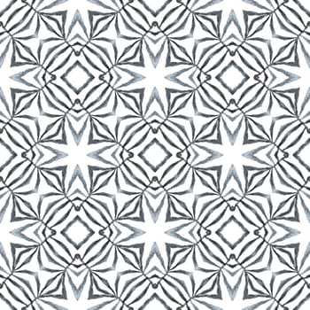 Medallion seamless pattern. Black and white vibrant boho chic summer design. Watercolor medallion seamless border. Textile ready ravishing print, swimwear fabric, wallpaper, wrapping.