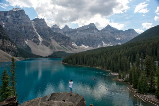 lake louise view on cloudy sky background