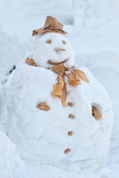 Real big fat snowman on white