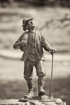 Old Hiker copper statue detail