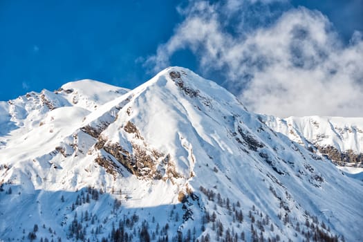 italian mountain  alps in winter on sunny day