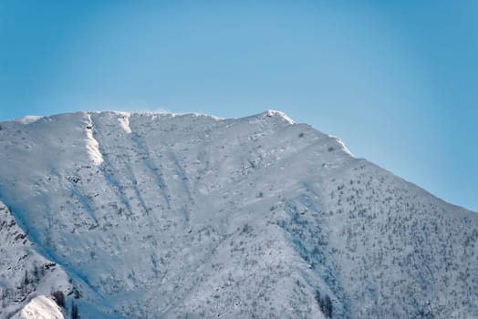 italian mountain  alps in winter on sunny day