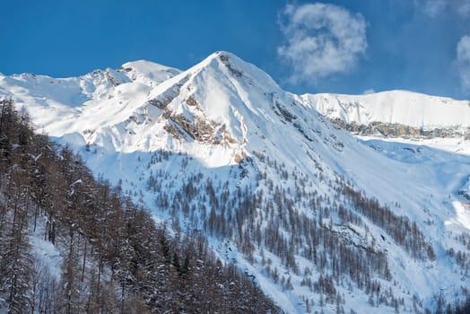 italian mountain  alps in winter on sunny day