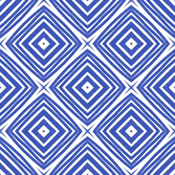 Tiled watercolor pattern. Indigo symmetrical kaleidoscope background. Hand painted tiled watercolor seamless. Textile ready extra print, swimwear fabric, wallpaper, wrapping.