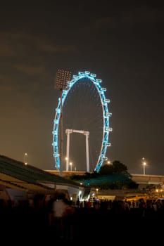 Singapore - June 24 2023: Singapore Flyer Obersavation Wheel Downtown Core District