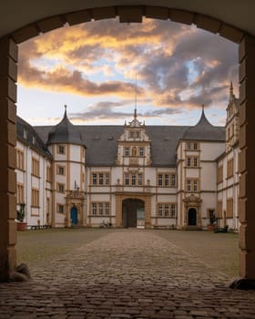 PADERBORN, GERMANY - AUGUST 17, 2023: Old Neuhaus castle close to Paderborn on August 17, 2023 in North Rhine Westphalia, Germany