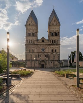 ANDERNACH, GERMANY - JULY 8, 2023: Parish church Maria Himmelfahrt during early morning on July 8, 2023 in Andernach, Germany