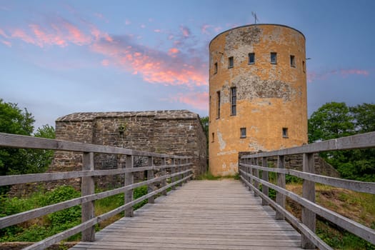 LUETZEL, GERMANY - JUNE 7, 2023: Ruin of Ginsburg castle against sky on June 7, 2023 in Luetzel, Germany