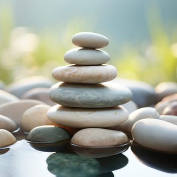 Zen stones with customizable space for text. Peace and harmony concept and copy space