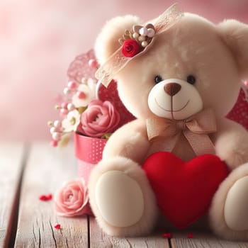 Teddy bear with heart, a good gift for Valentine's day. High quality photo