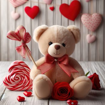 Teddy bear with heart, a good gift for Valentine's day. High quality photo