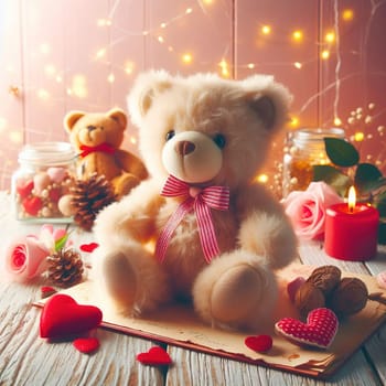 Teddy bear with heart, a good gift for Valentine's day. High quality photo