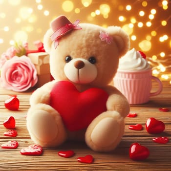 Teddy bear with heart, a good gift for Valentine's day. High quality photo