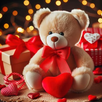 Teddy bear with heart, a good gift for Valentine's day. High quality photo