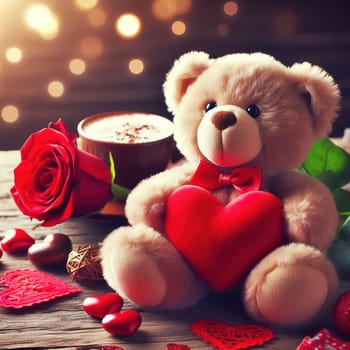 Teddy bear with heart, a good gift for Valentine's day. High quality photo