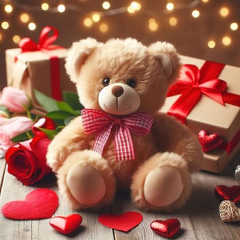 Teddy bear with heart, a good gift for Valentine's day. High quality photo