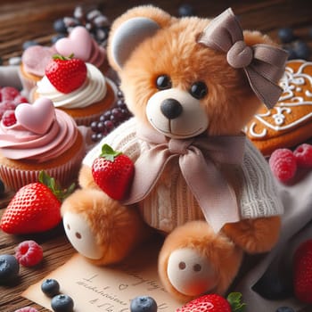 Teddy bear with heart, a good gift for Valentine's day. High quality photo