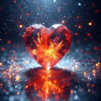 Burning heart in hands. Generative AI. High quality photo