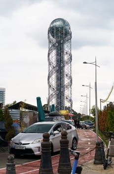 BATUMI, GEORGIA, AJARIA - September 06, 2022: Alphabet tower in Batumi, Georgia.