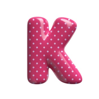 Polka dot letter K - Large 3d pink retro font isolated on white background. This alphabet is perfect for creative illustrations related but not limited to Fashion, retro design, decoration...