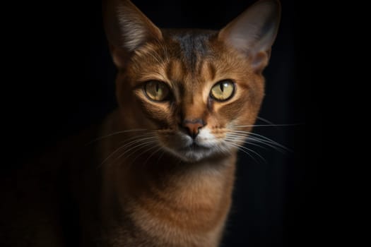 Portrait of a cute cat looking away. Abyssian cat.