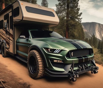 limited edition matte green classic american gt muscle mustang classic car vintage van camper conversion nomadic life weekender