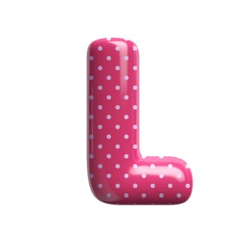 Polka dot letter L - Uppercase 3d pink retro font isolated on white background. This alphabet is perfect for creative illustrations related but not limited to Fashion, retro design, decoration...