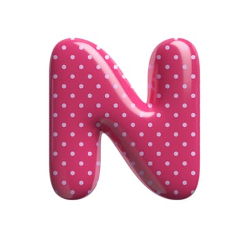 Polka dot letter N - Uppercase 3d pink retro font isolated on white background. This alphabet is perfect for creative illustrations related but not limited to Fashion, retro design, decoration...