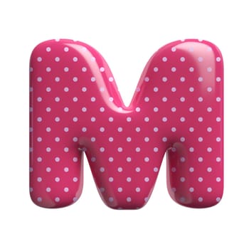 Polka dot letter M - Upper-case 3d pink retro font isolated on white background. This alphabet is perfect for creative illustrations related but not limited to Fashion, retro design, decoration...